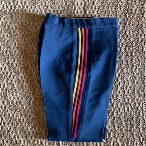 Colorful striped yellow, orange, & red navy pants